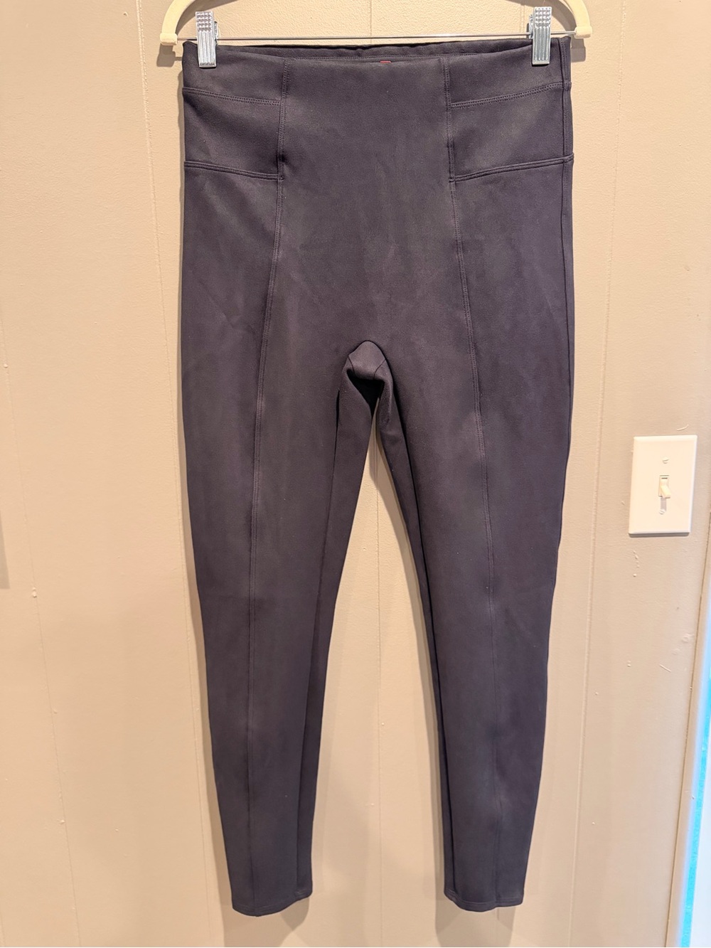 SPANX Faux Suede High Rise Leggings Slimming Pull On Pants- Chocolate Brown-